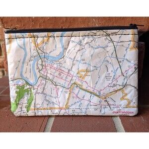 Vintage Road Map Tennessee Chattanooga Zipper Pouch